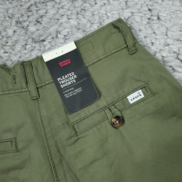 Levi's Premium Pleated Trouser Shorts High Rise Green Relaxed Women's Size 24 - Picture 4 of 11